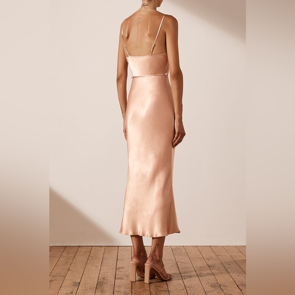 La Lune Bias Cowl MIDI Dress | Desert Rose | Size: 6 - Picture 2 of 5